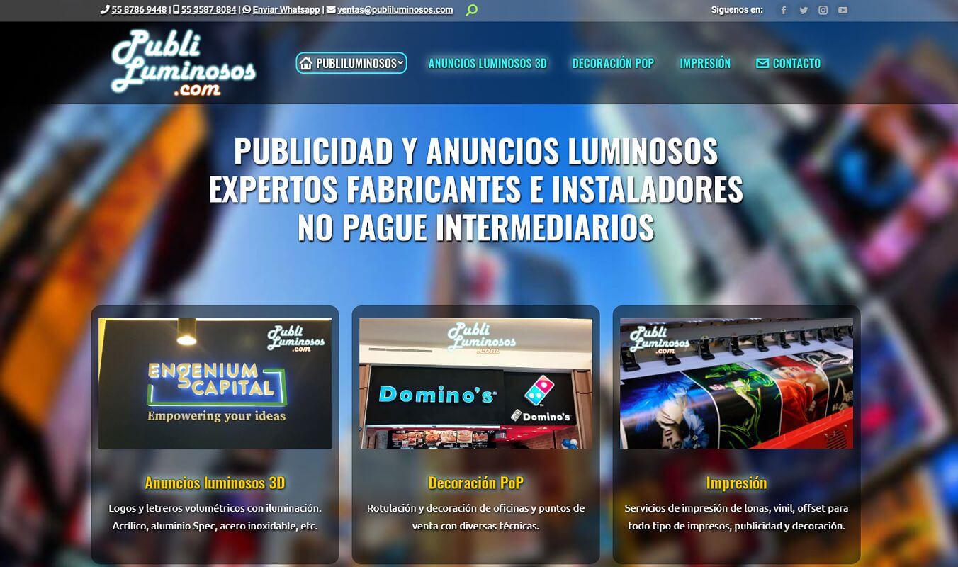 Publiluminosos. Publicidad y anuncios luminosos sin intermediarios
