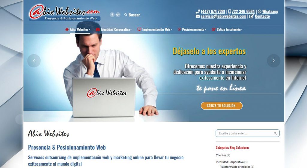 Abix Websites website. Presencia y posicionamiento web