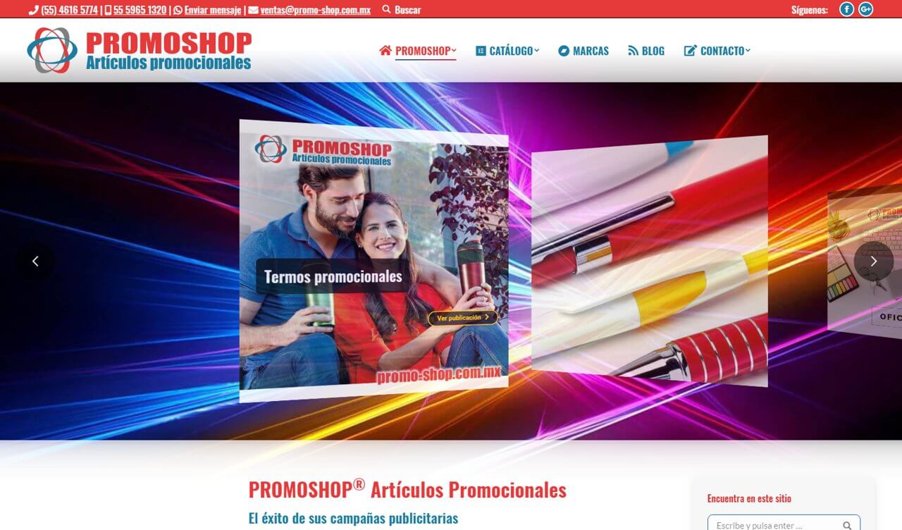 Portafolio Abix Websites: artículos promocionales PROMOSHOP
